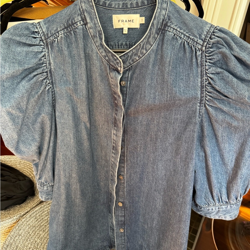 Frame Denim Puff Sleeve Shirt